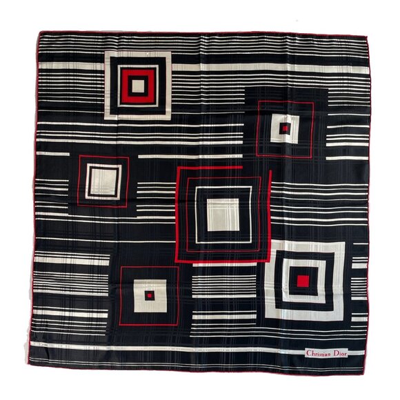 Vintage Christian Dior Silk Scarf – Geometric Print - Picture 1 of 13
